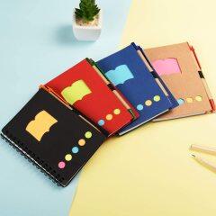 4 Packs Spiral Notebook Lined Notepad with Pen in Holder and Sticky Notes